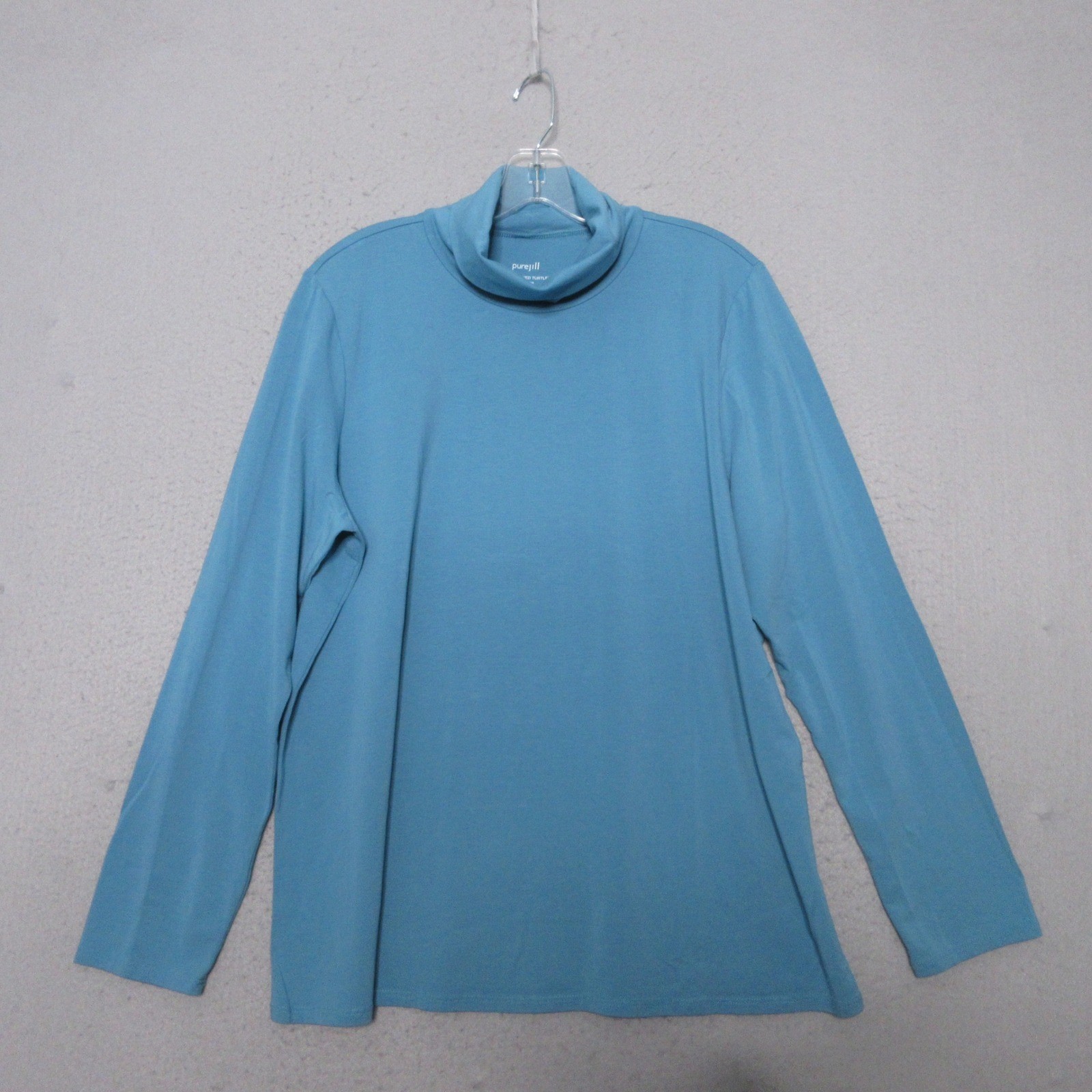 J Jill Pure Jill Relaxed Turtleneck Top Blue Pima Cotton Soft Layer Basics NWT