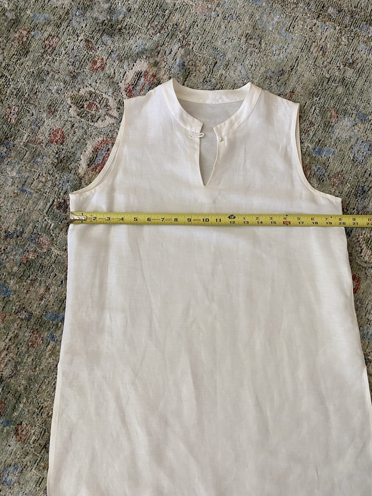 Eileen Fisher Ivory Linen Silk Tunic ~ Mandarin Collar ~Sleeveless M- 40 In Bust