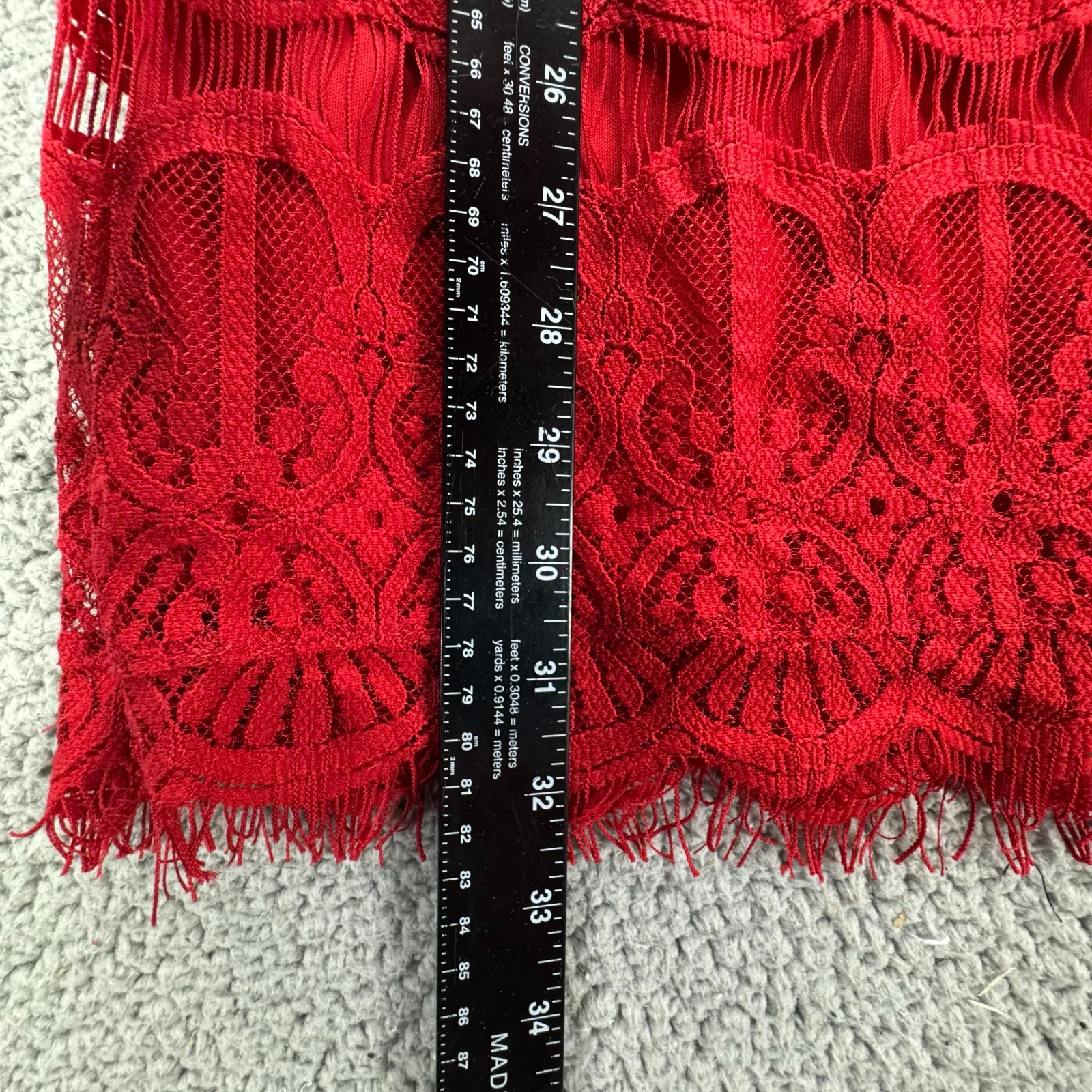 Blue Rain Tunic Blouse Womens Small Red Lace Crochet Overlay Romantic Boho Chic
