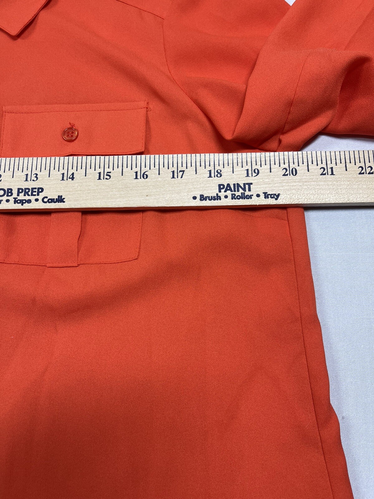 OVI Size L Large Orange Button Tap Sleeves Roll Up Collared Button Down Blouse