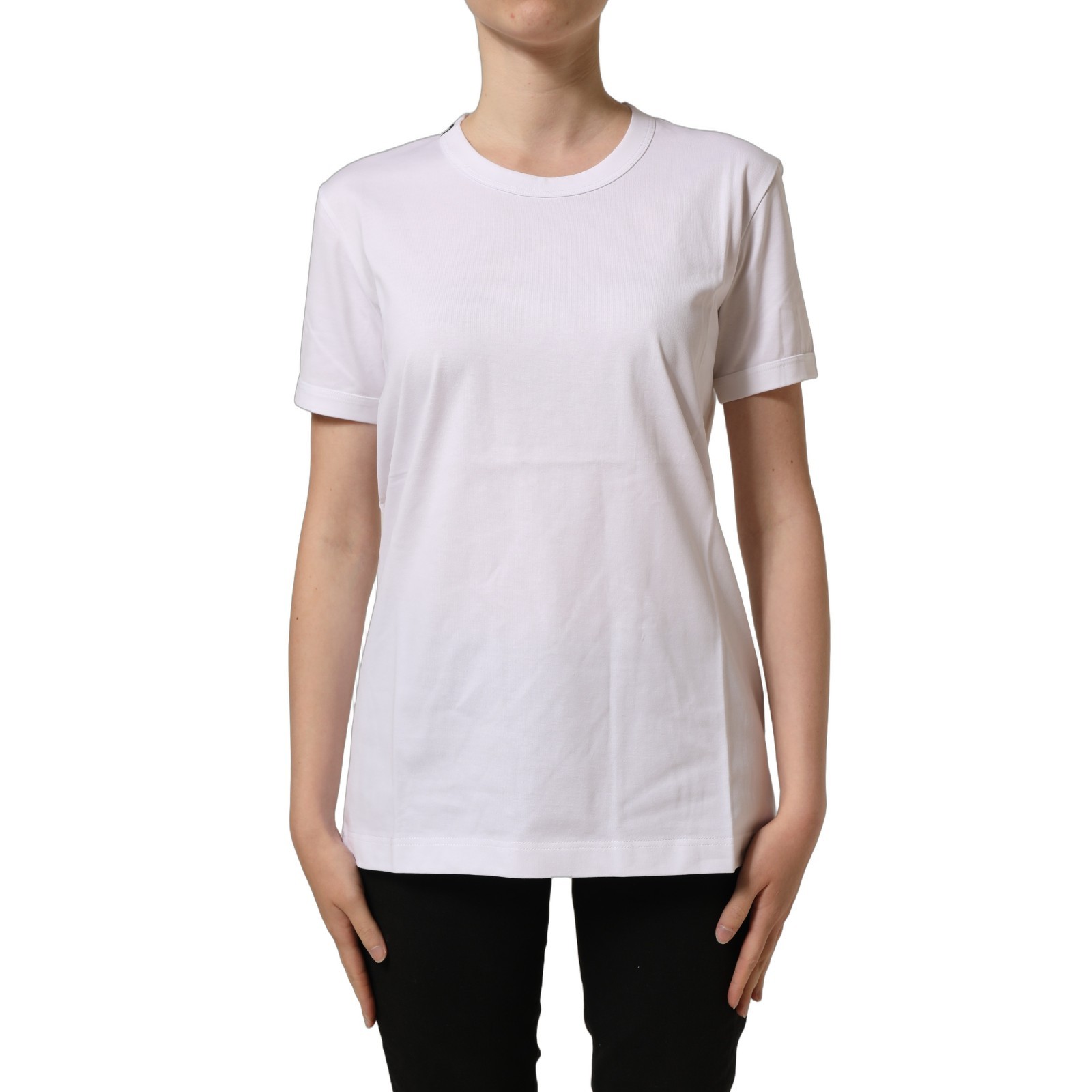 DOLCE & GABBANA T-shirt White Cotton Crew Neck Short Sleeves IT44/US10/L 150usd