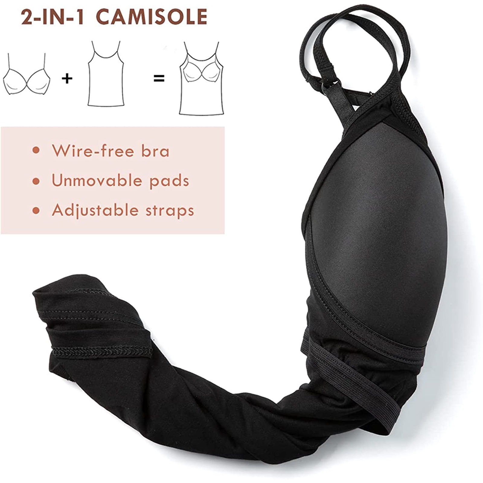 Camisole with Built in Bra Women Tank Top Padded Bra Vest Undershirt Sleeveless