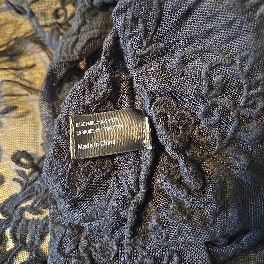 Lane Bryant 22/24W Black Lace Button Up Embroidered Mesh Blouse Goth Punk Emo