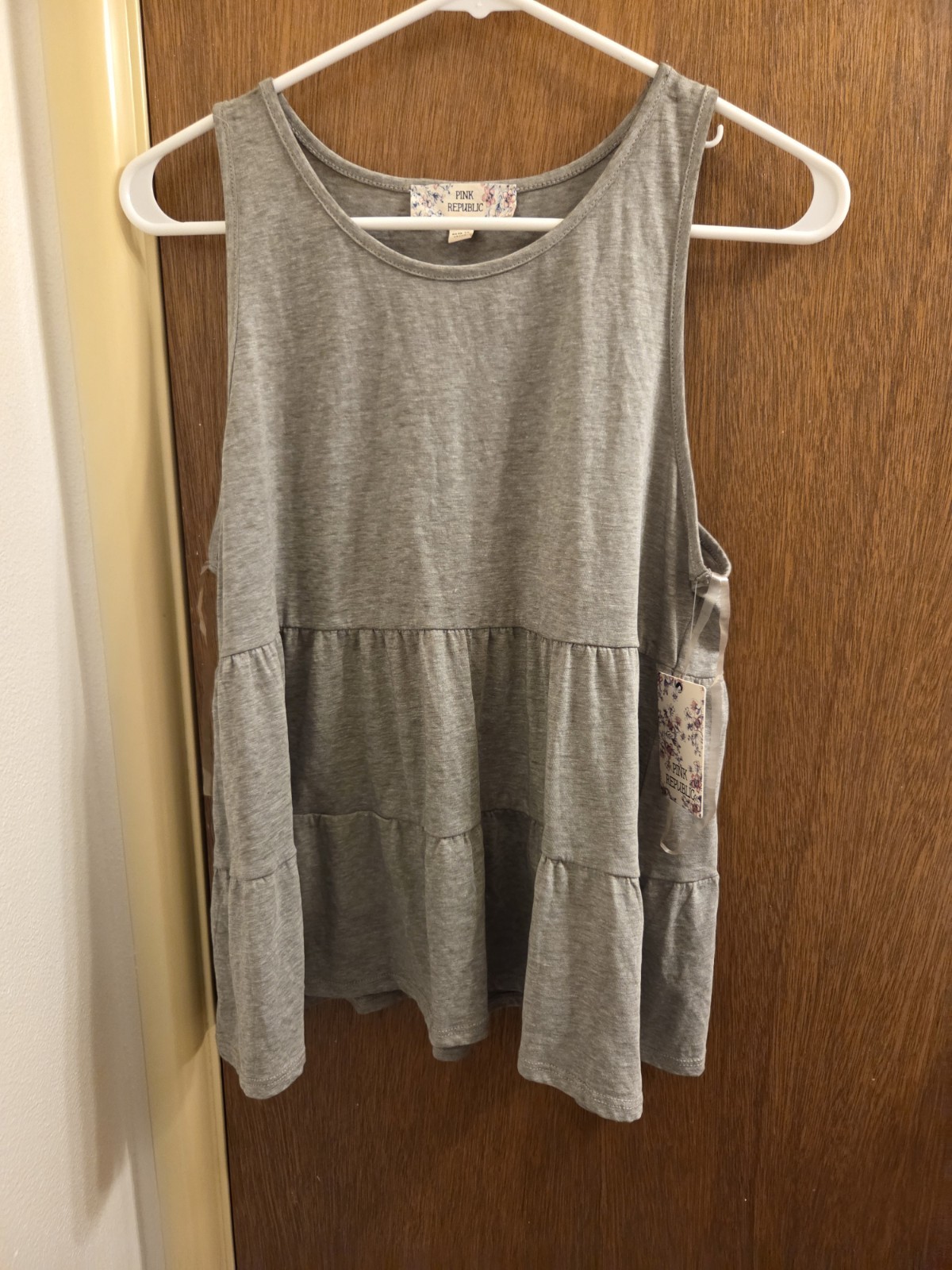 Pink Republic Juniors Xlarge Xl Olive Heather Tiered Tank Top New With Flaws
