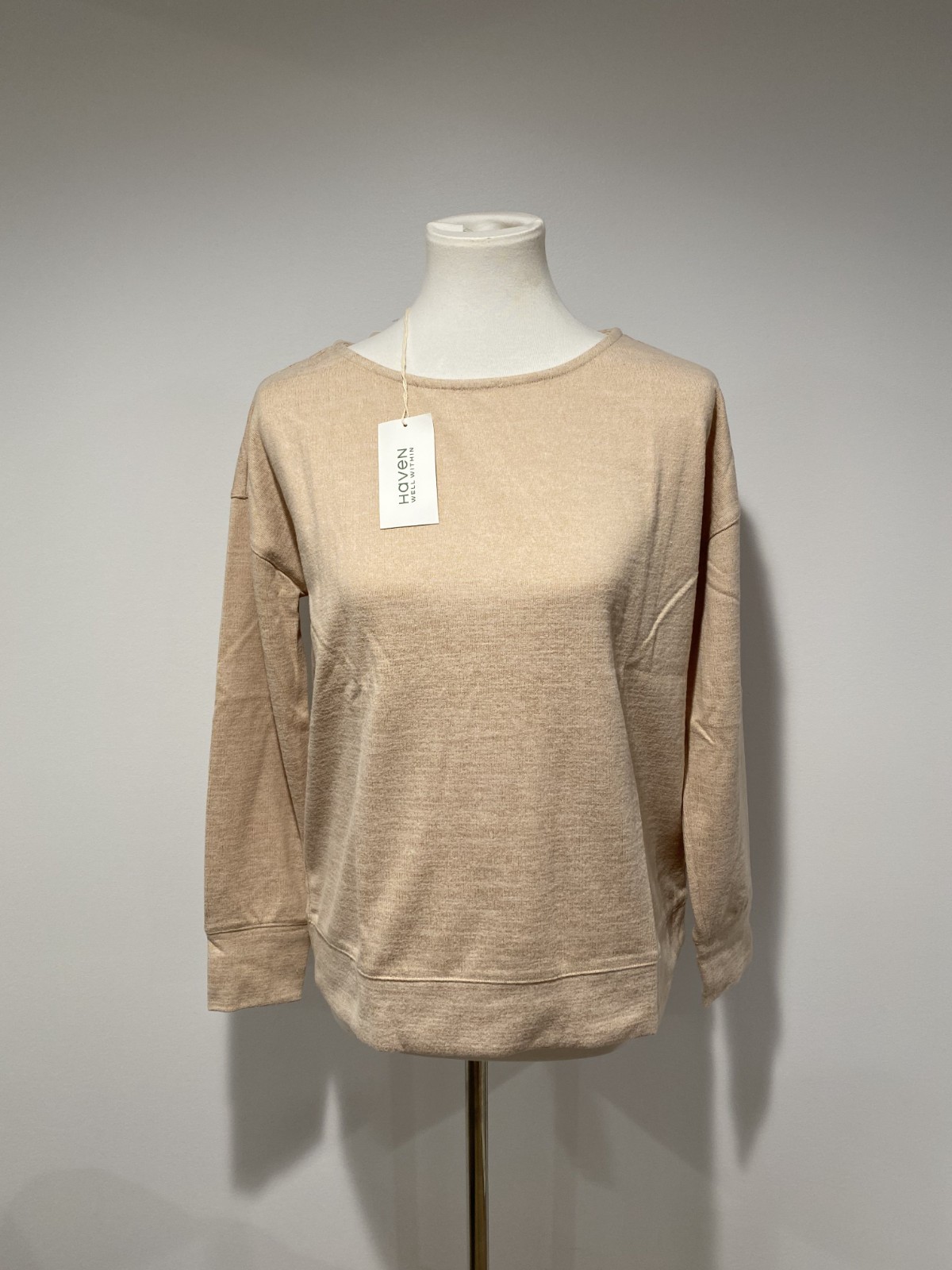 Women’s Haven Well Within Fine Knit Long Sleeve Pullover Top – Beige–Size L–NWT