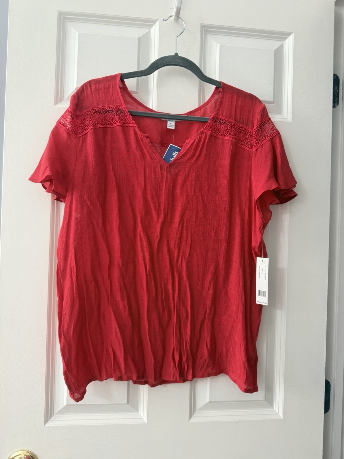 Counterparts Women’s Red Top With Embroidered Detailing Size XL