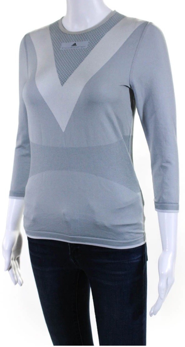 Adidas by Stella McCartney Womens Barricade Long Sleeve Athletic Top Gray Size S