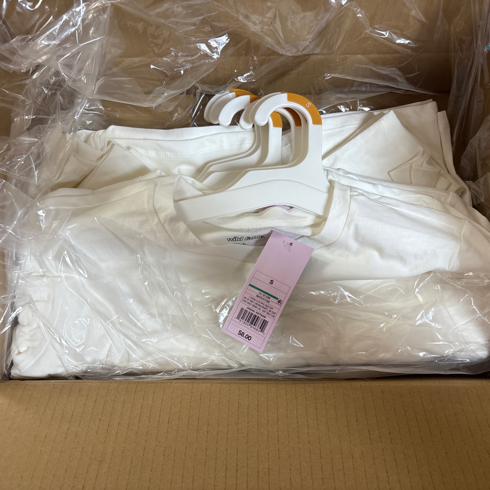 1 Box -Lot of 6 – Womens Wild Fable Crop Long Sleeve T-Shirt (White) Size Small
