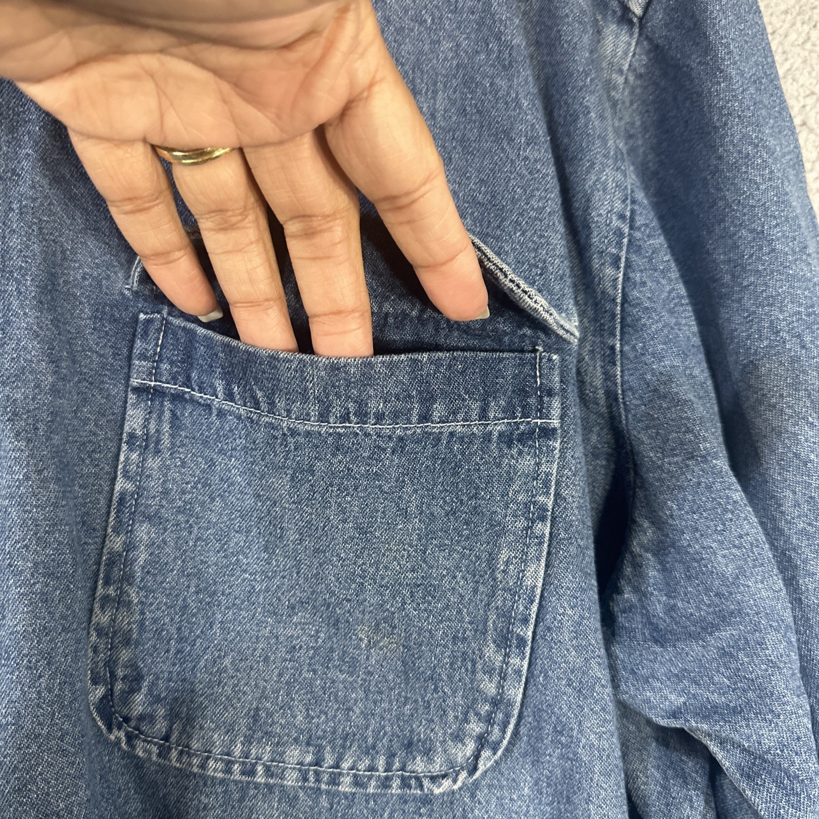 Vintage GAP Denim Half Zip Heavy Pockets Size Large 90s Y2K