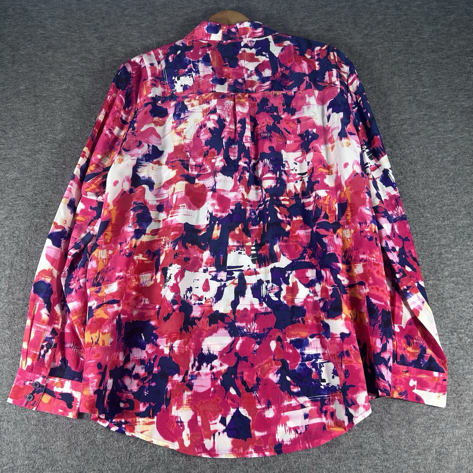 Pure Collection 100% Silk Shirt Button Up Blouse Women US Size 8/10 Art Colorful