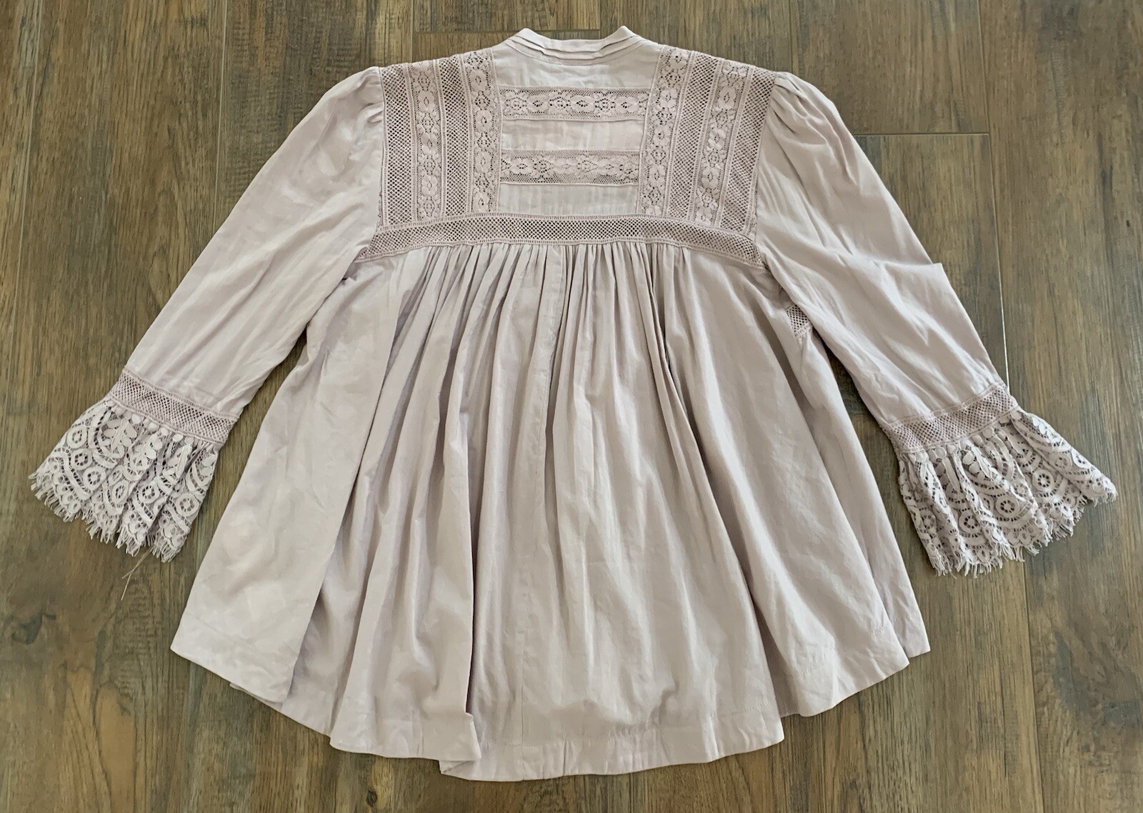 Free People Esme Button Up Top Boho Crochet Romantic Lavender Mauve NWT $128 XS