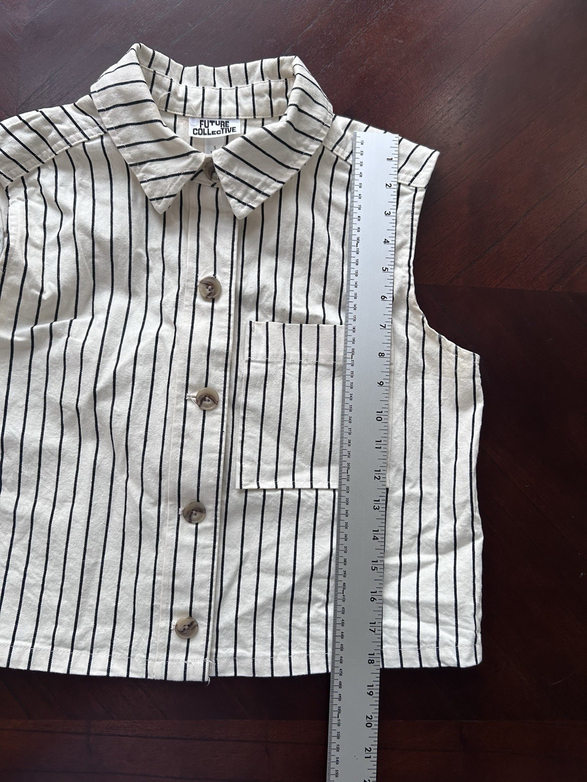 Future Collective Black & White Striped Button-Up Top w/ Pockets size S