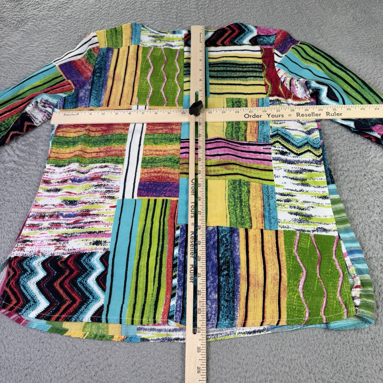 Parsley and Sage Top Womens Medium Multicolor Striped Patchwork 3/4 Sleeve Boho