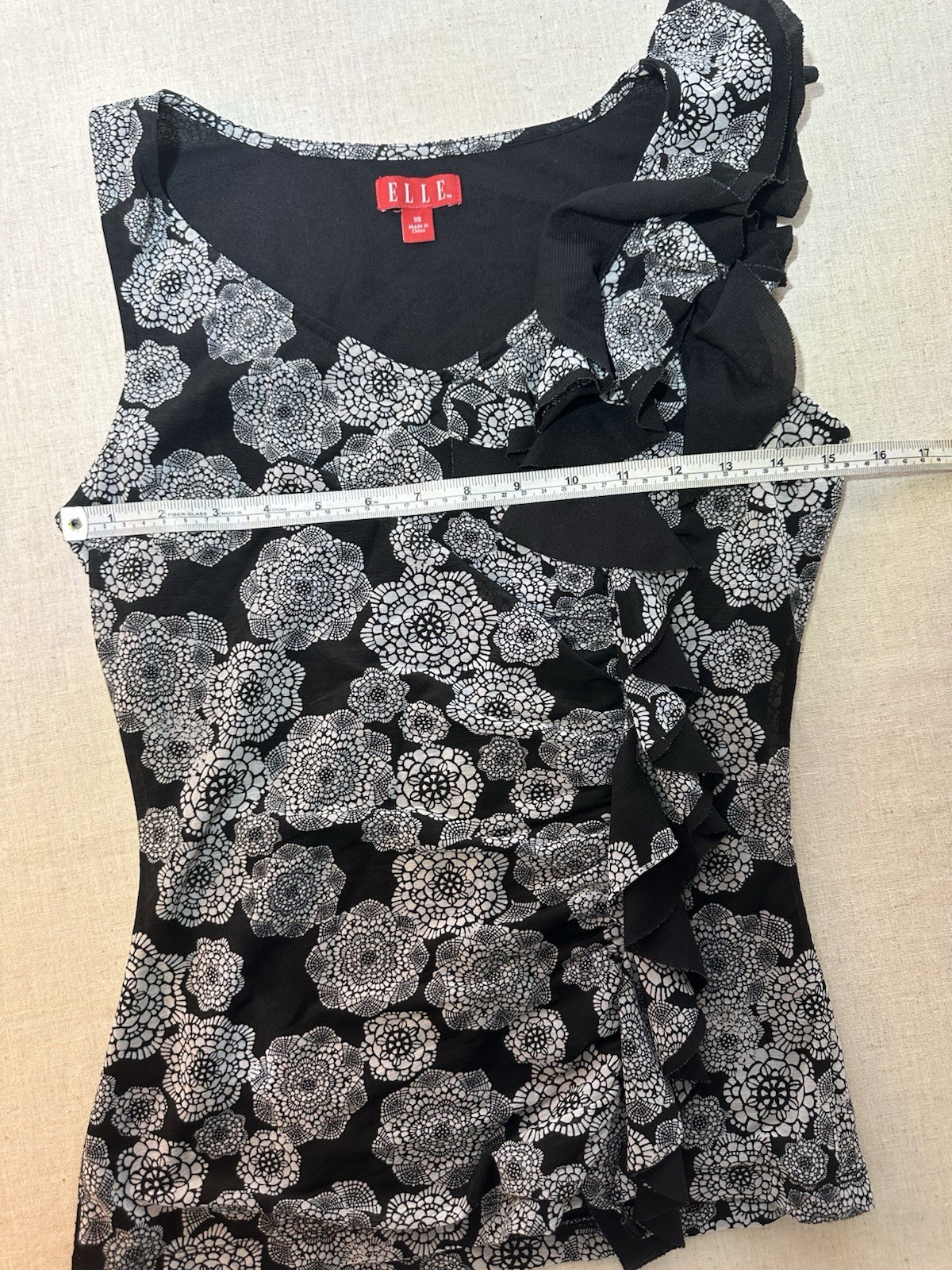 Elle Vintage Y2K Ruffle Goth Whimsigoth Fairy Dark Romantic Floral Top XS 00’s