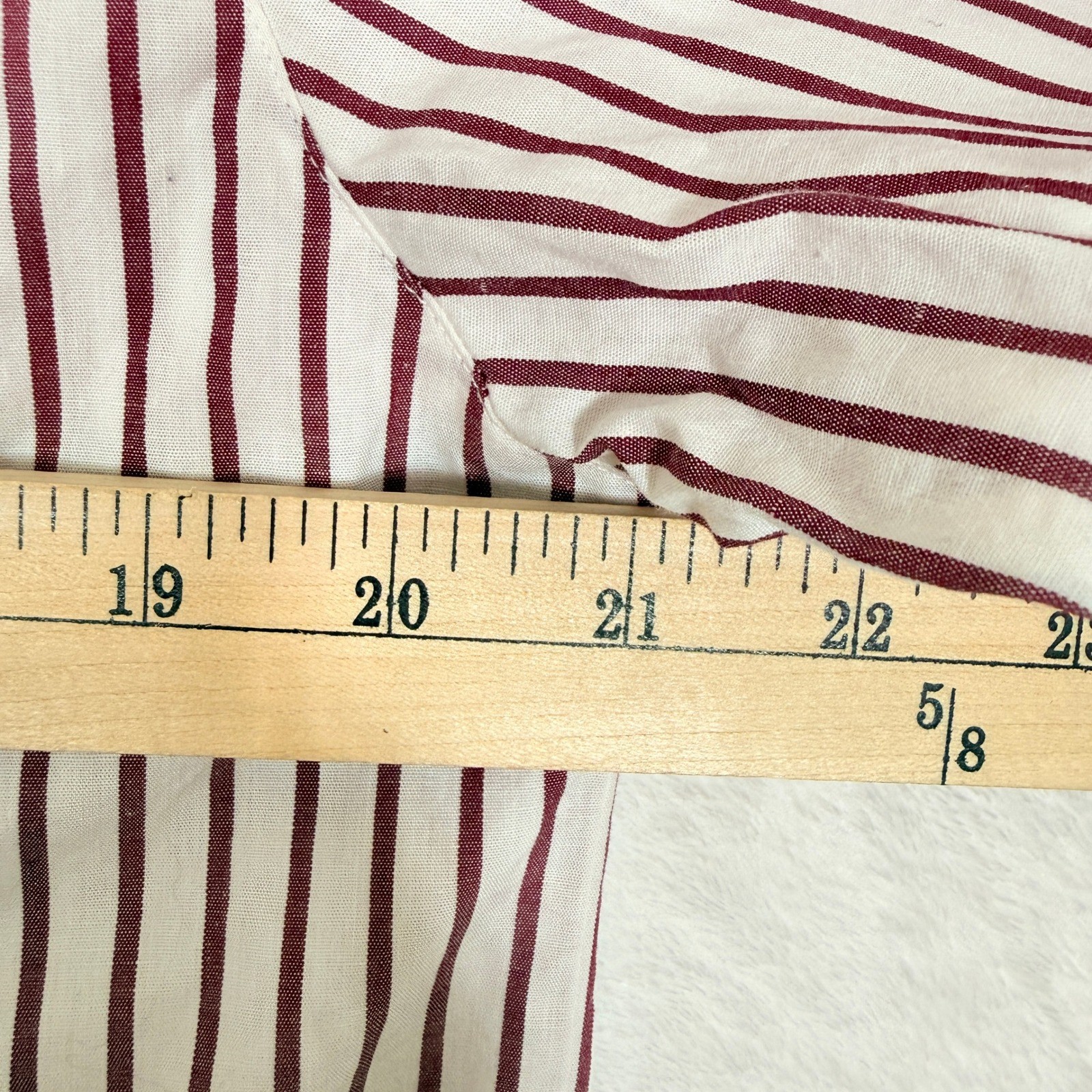 VTG 90s Talbots Womens Red White Striped Cotton Button Down Shirt Green Trim Med
