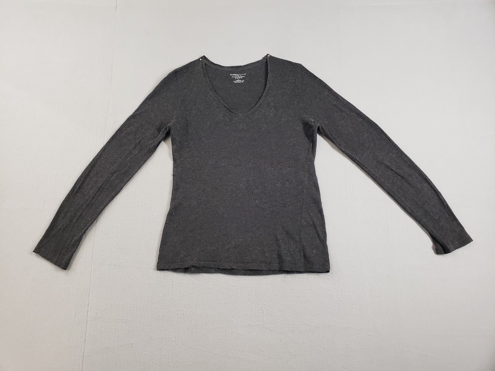Majestics Filatures Women Top 4 Dark Gray Heather Long Sleeve V Neck Tee Summer