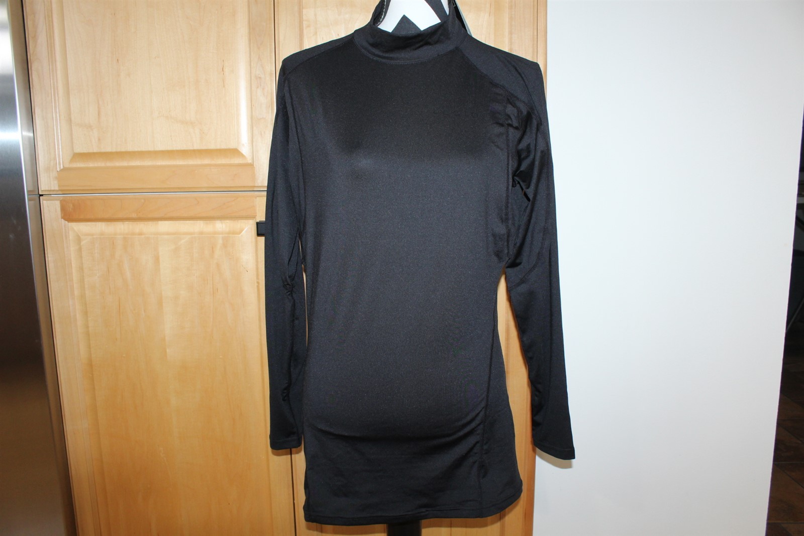 Women’s Collared Dress Shirt Button Front Long Black Size XL Runs Small