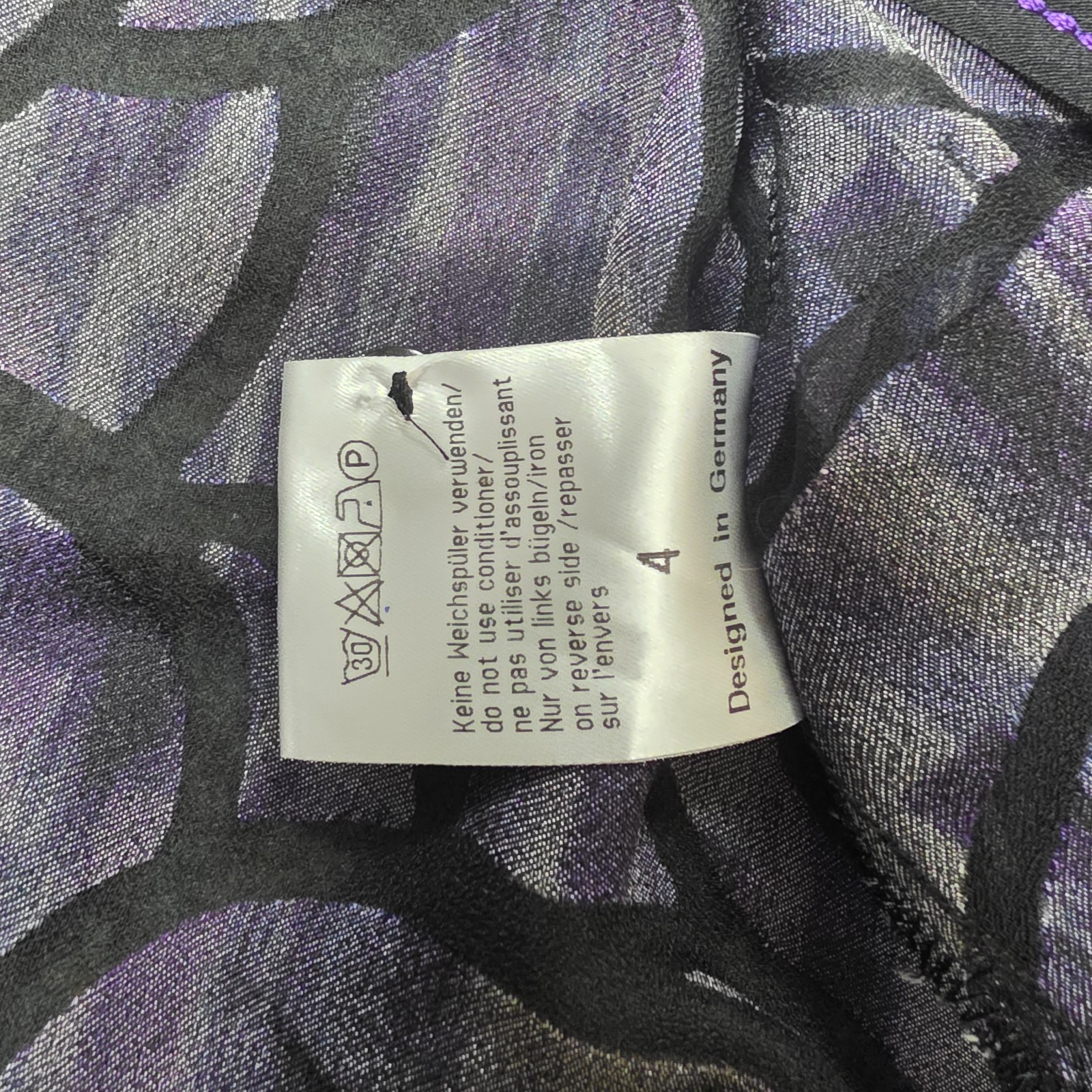 Sommermann Purple Black Abstract Print Designer Blouse Shirt UK 12 EU 40