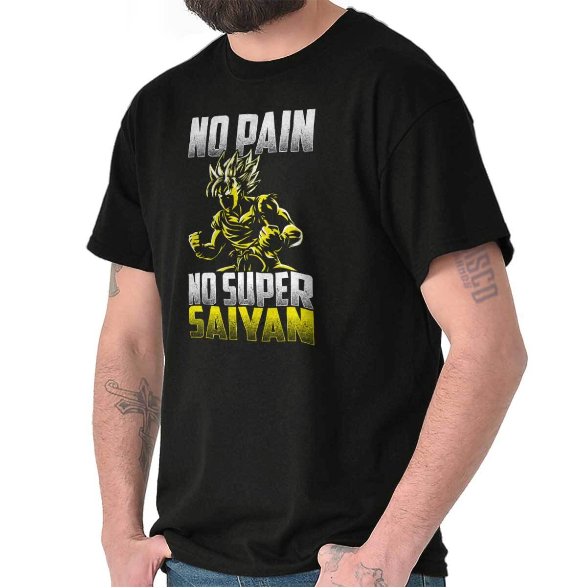 Anime Manga No Pain No Super Gain Gym Pun Mens Casual Crewneck T Shirts Tees