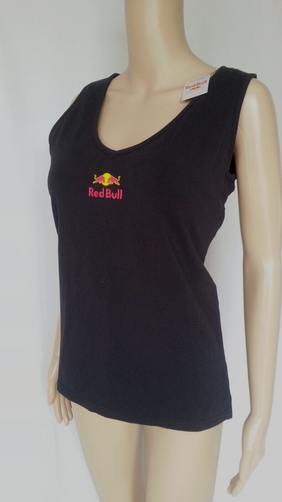 Red Bull Energy Wear Tank, Built-In Shelf Bra Rubber Logos Blue U.S. Sz L NWTS