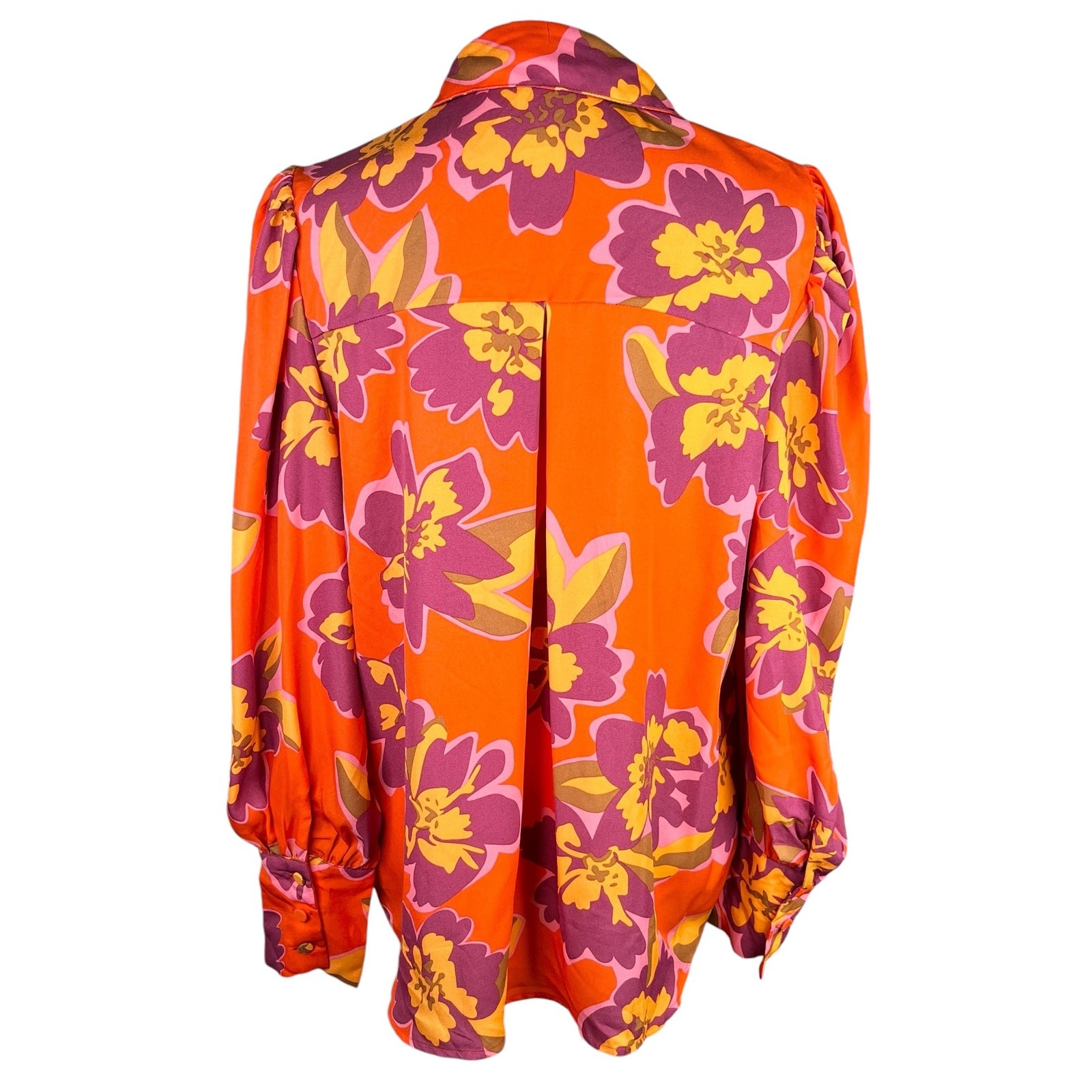 BTFBM Retro Button Down Large Shirt Top Bright Colors Lapel V Neck