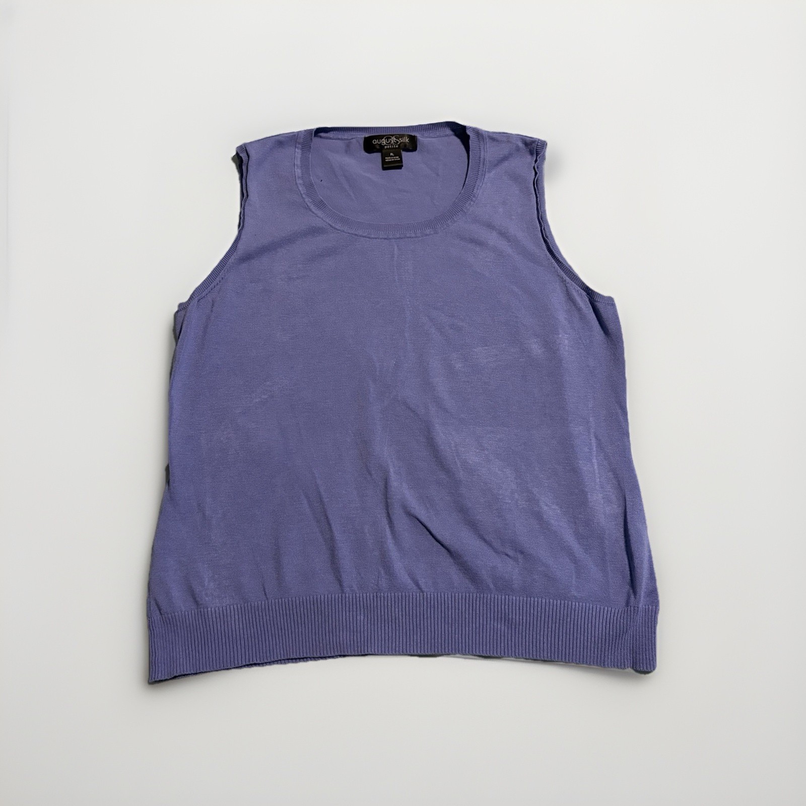 August Silk Women’s Sweater Silk blend Tank Top PL Purple Knit Sleeveless (A35)