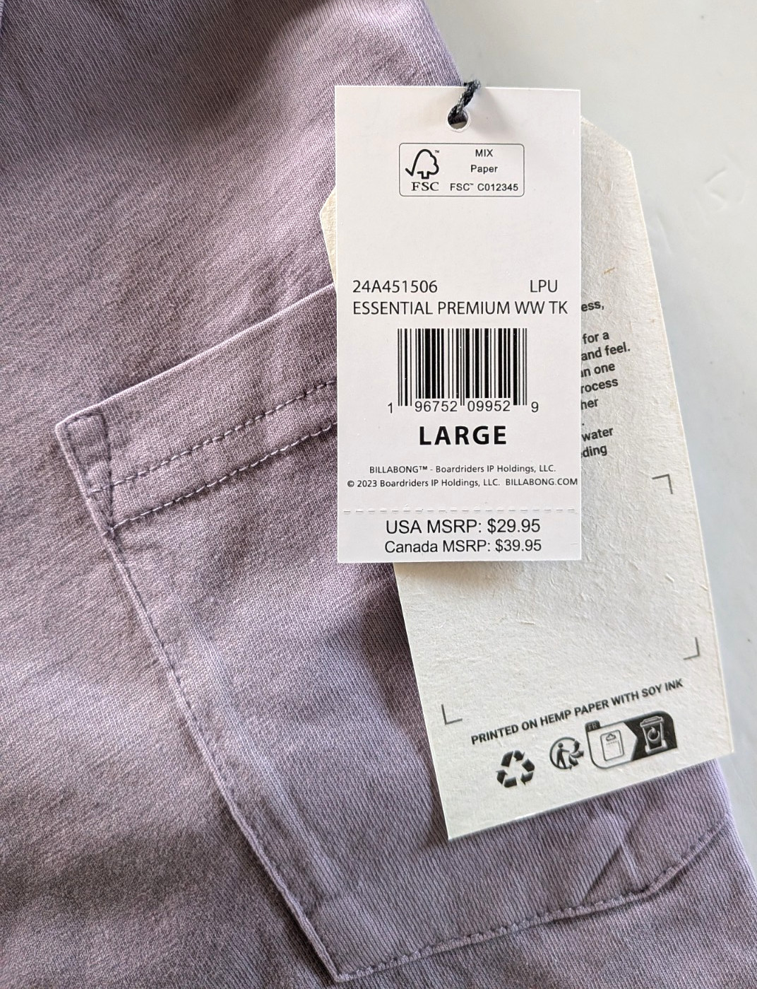 NWT Billabong 2 Women’s Utility Sleeveless Tank Tops Lilac Pocket Below Hip Sz L
