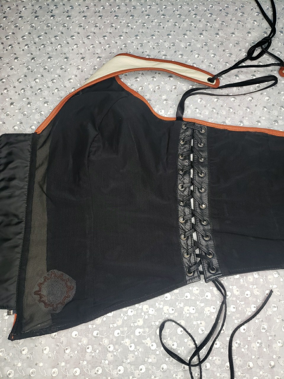 Harley Davidson Legendary Leather Halter Corset Laced Top Shirt Womens Large