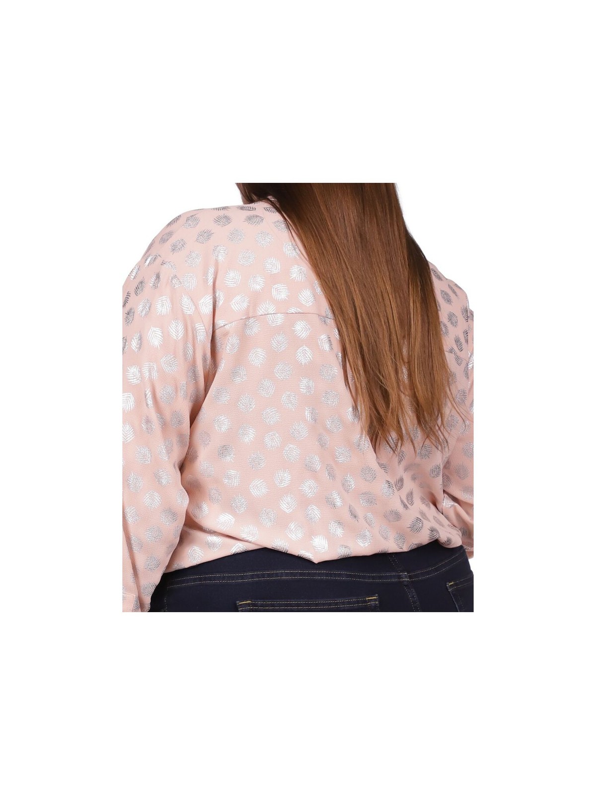 MICHAEL KORS Womens Top Button Up Pink Long Sleeve Tie Front Hem Plus 2X