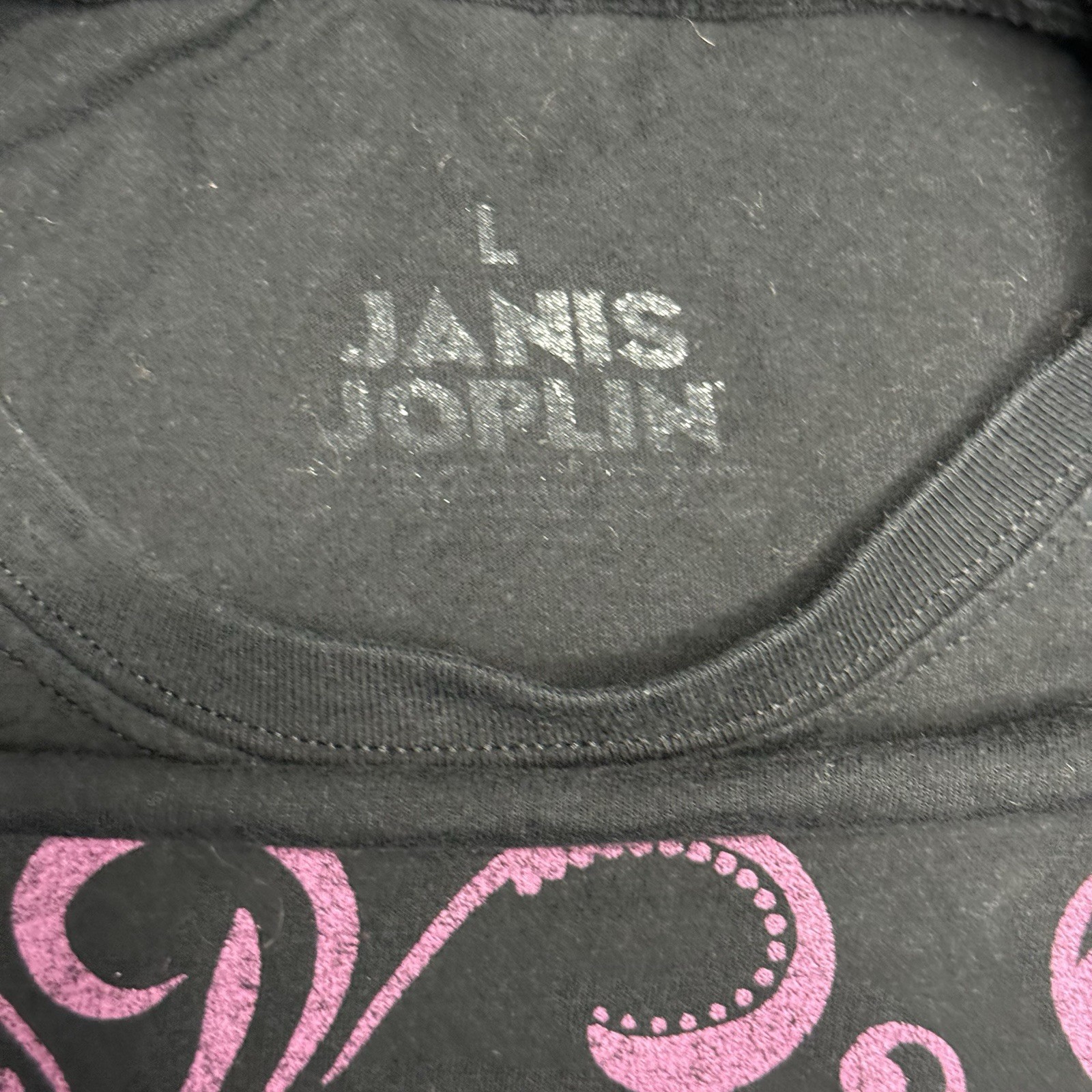 Janis Joplin Women’s Graphic T-Shirt Black Pink Blue Size Large