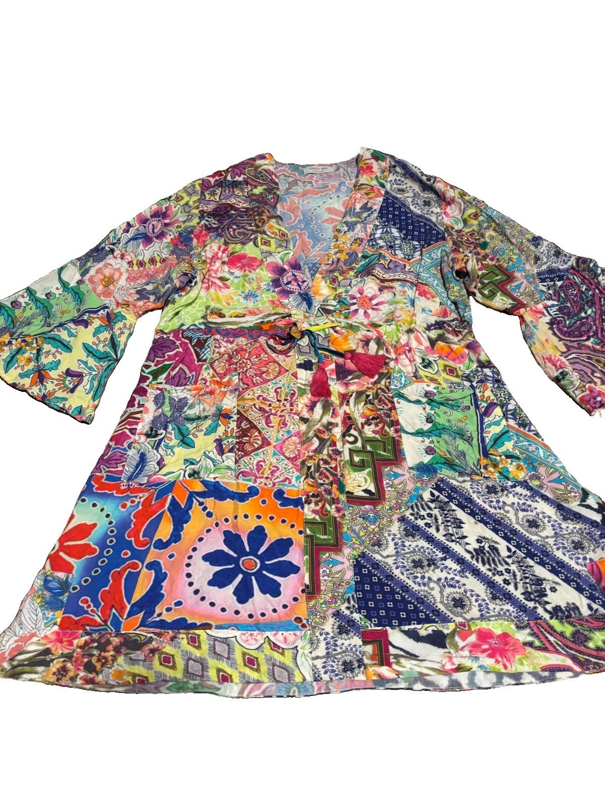 Johnny Was Women’s Patchwork Boho 3/4 Sleeve dress
