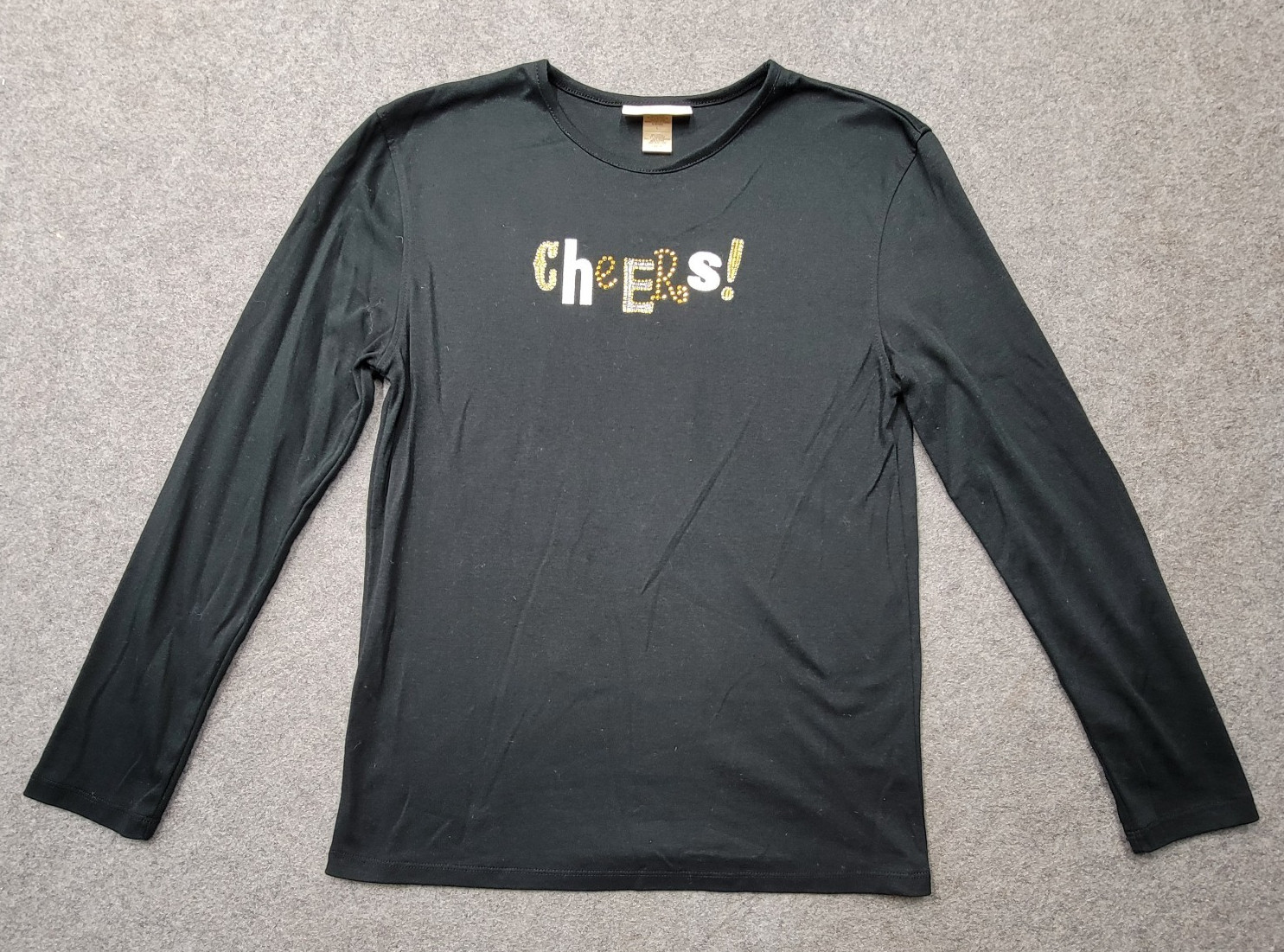 M & C Sportswear Womens Black Top Size L Cheers Vintage