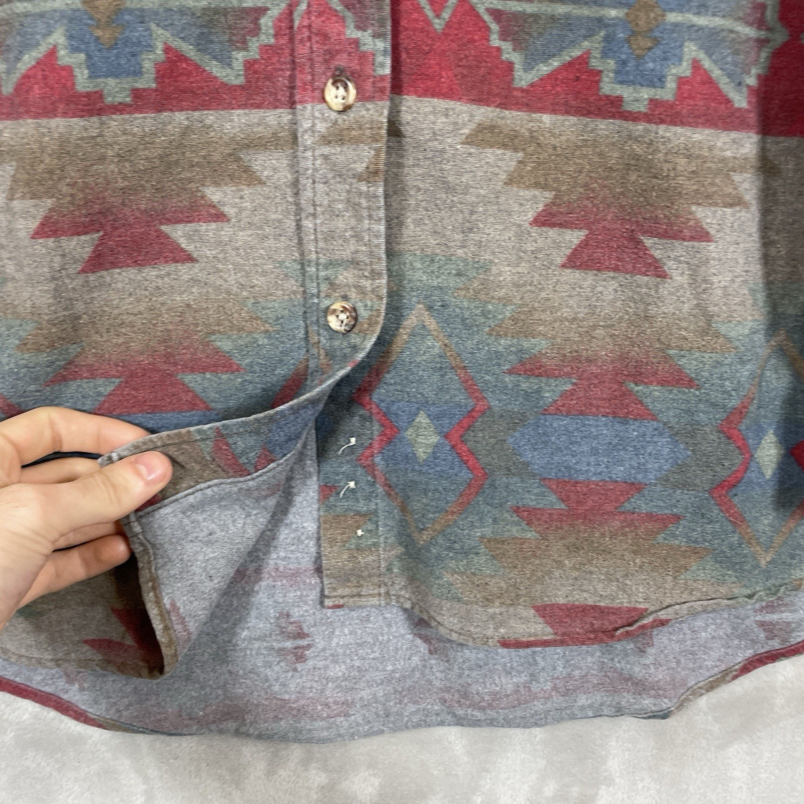 Vtg Cabellas Aztec Western Shirt Womens Large Desert Southwest Navajo AOP Button