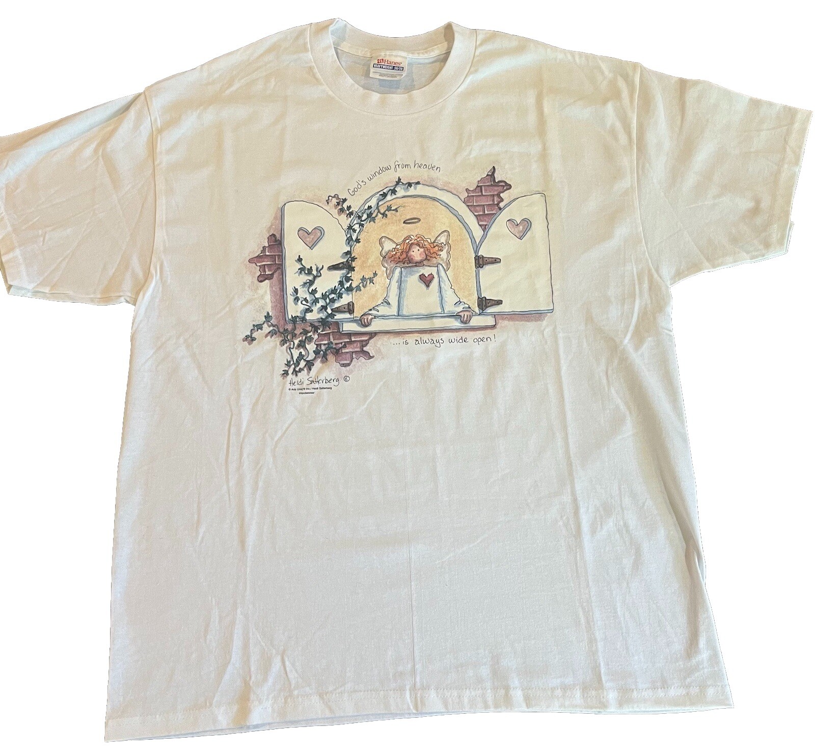 Vintage Heidi Satterberg Angel T-Shirt “God’s Window From Heaven…”Size Large
