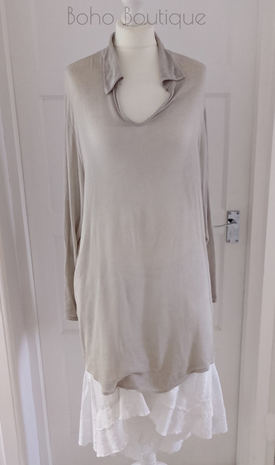 Lagenlook Oversized Tunic Top Shirt Dress Made in Italy L/XL Boho Floaty Arty