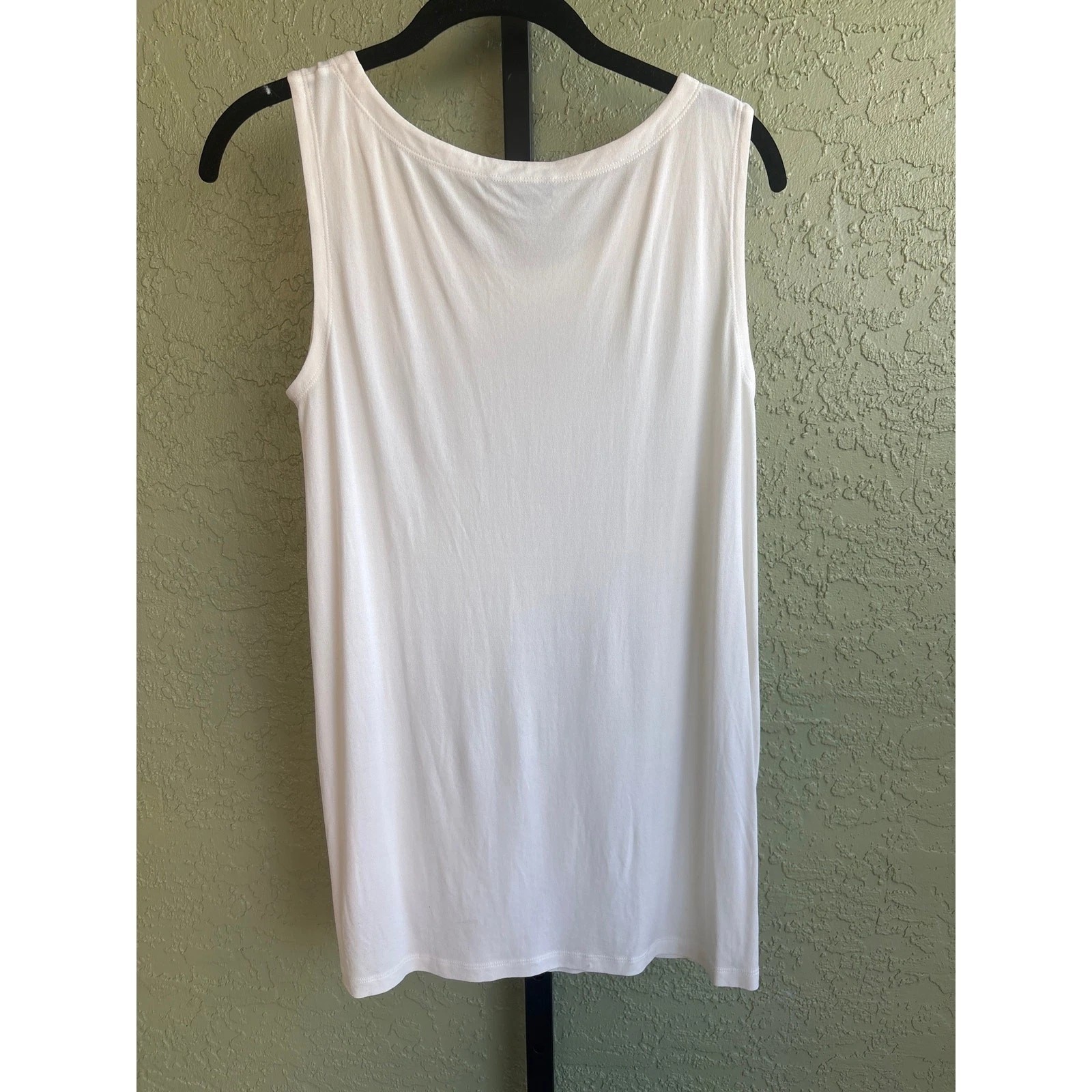 Eileen Fisher Silk Tank Top Womens XS Cream Minimalist Scoop Crepe Georgette