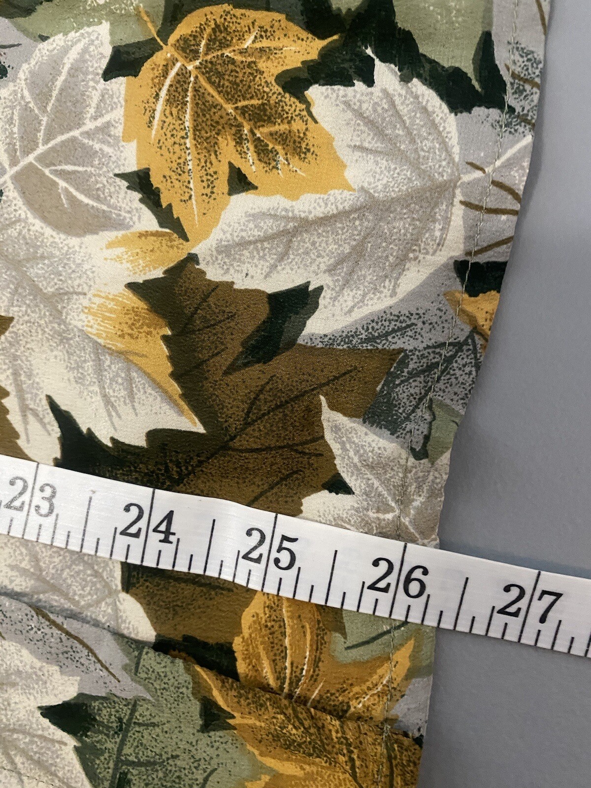 Quo Silk Blouse Small Leaves Button Up Long Sleeve Fall A93