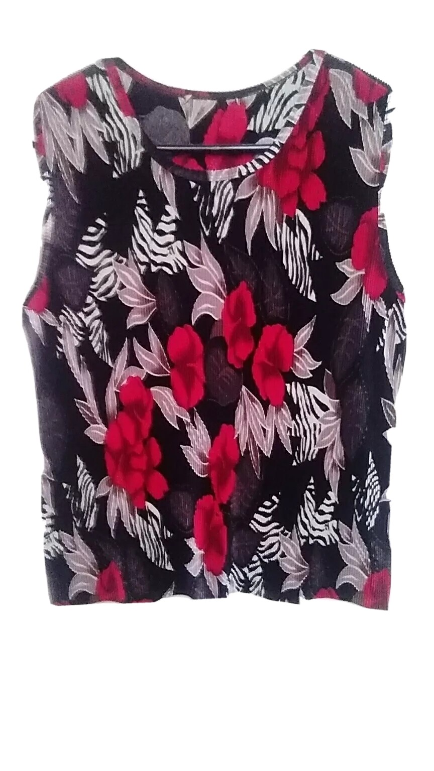 Animal Print Tropical Shell Black Red Tan Liquid Knit Athleisure Hawaiian