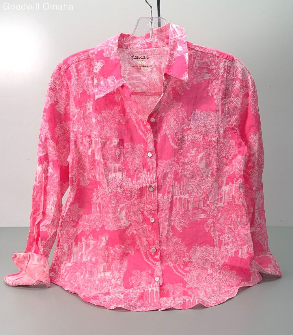 Lilly Pulitzer Sea View Palm Beach Size XS Button Down Shirt NWT