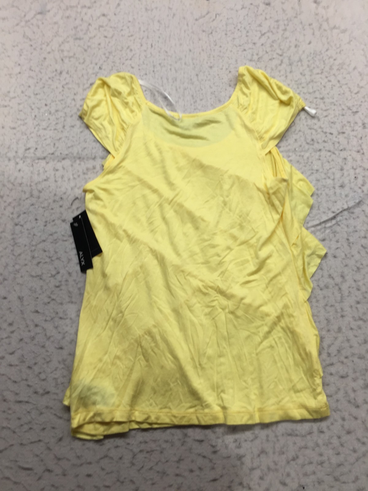 NEW Alyx Top Womens S Small Yellow Cap Sleeve Round Neck Layered Ruffles