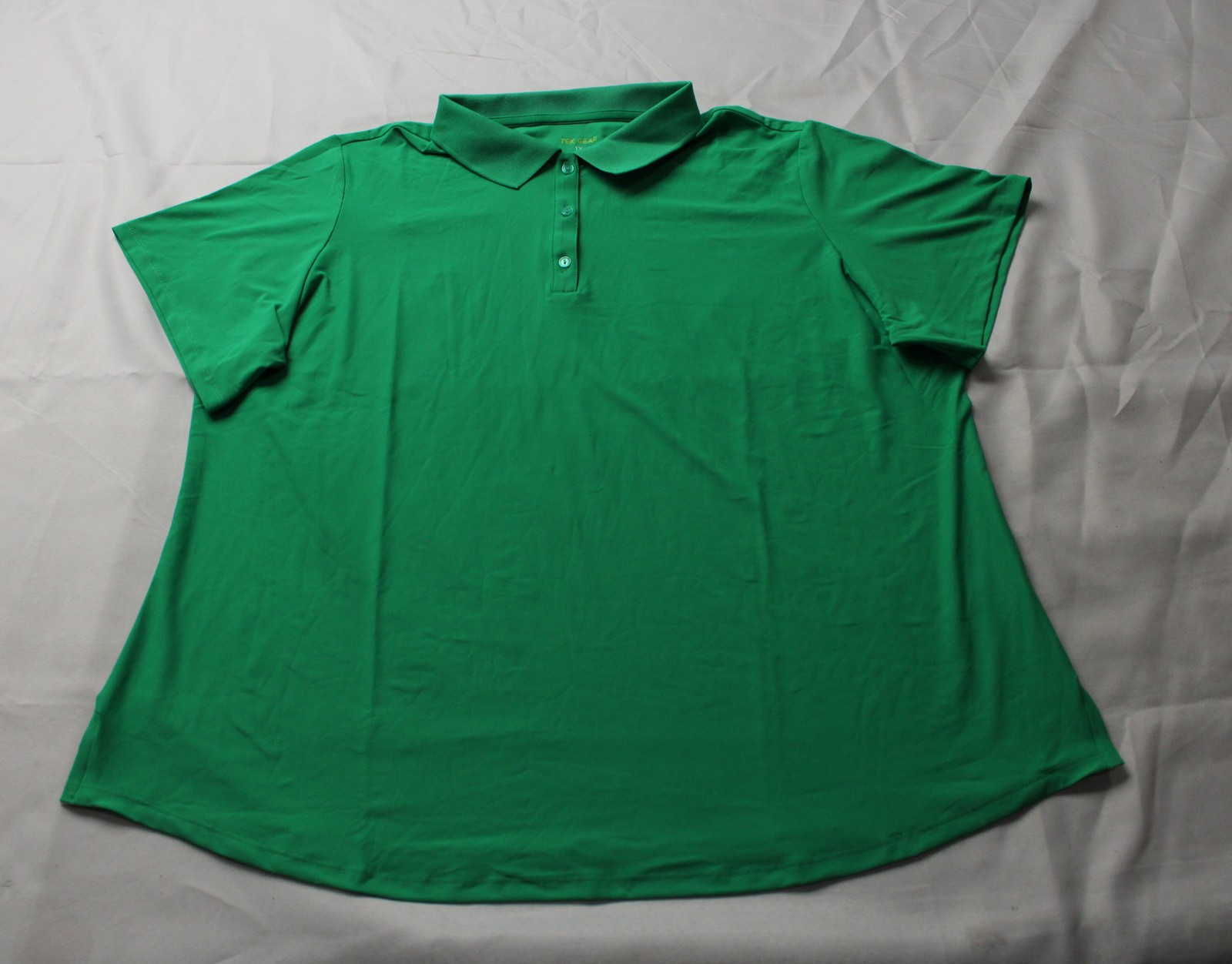 Tek Gear Women’s Plus Sport Gear Short Sleeve Button Polo CN6 Jade Glass Size 1X