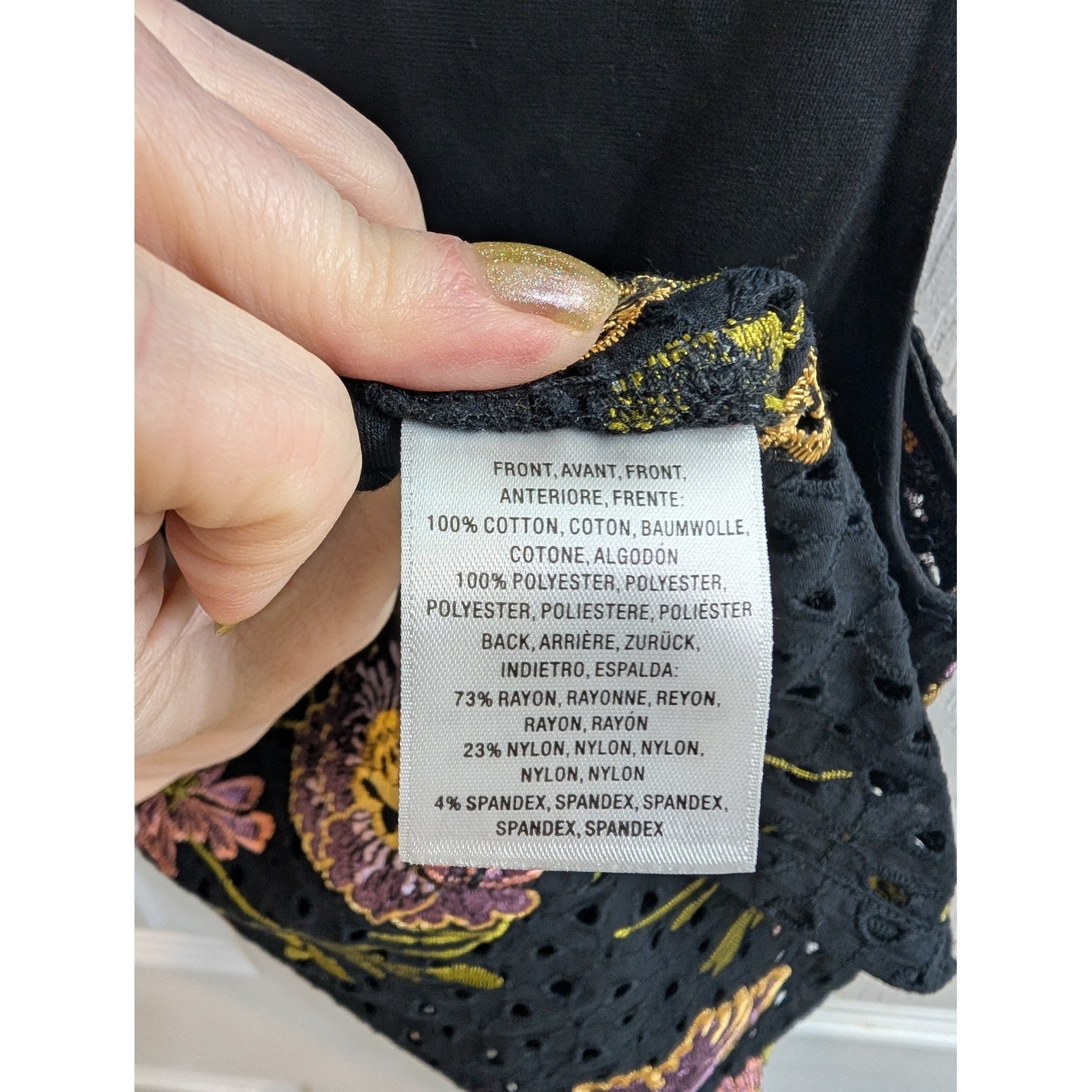 Meadow Rue by Anthropologie Embroidered Eyelet Floral Tank Top Black – Size XS