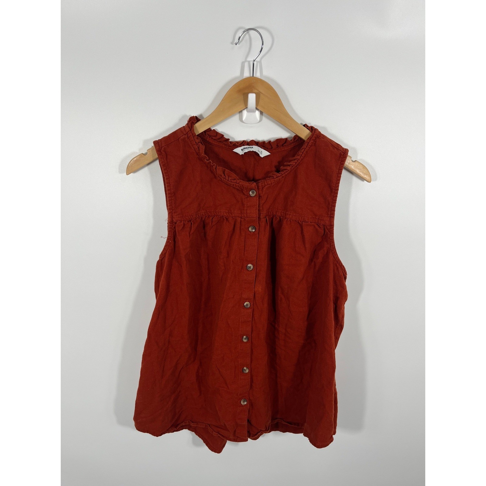 Womens Babydoll Top XL Burnt Orange Ruffle Western Rodeo Concert Festival