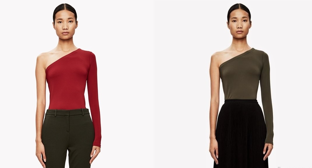 NWT Theory Lefft One Shoulder Matte Jersey Top Red & Green Size P(XS),S,M $190