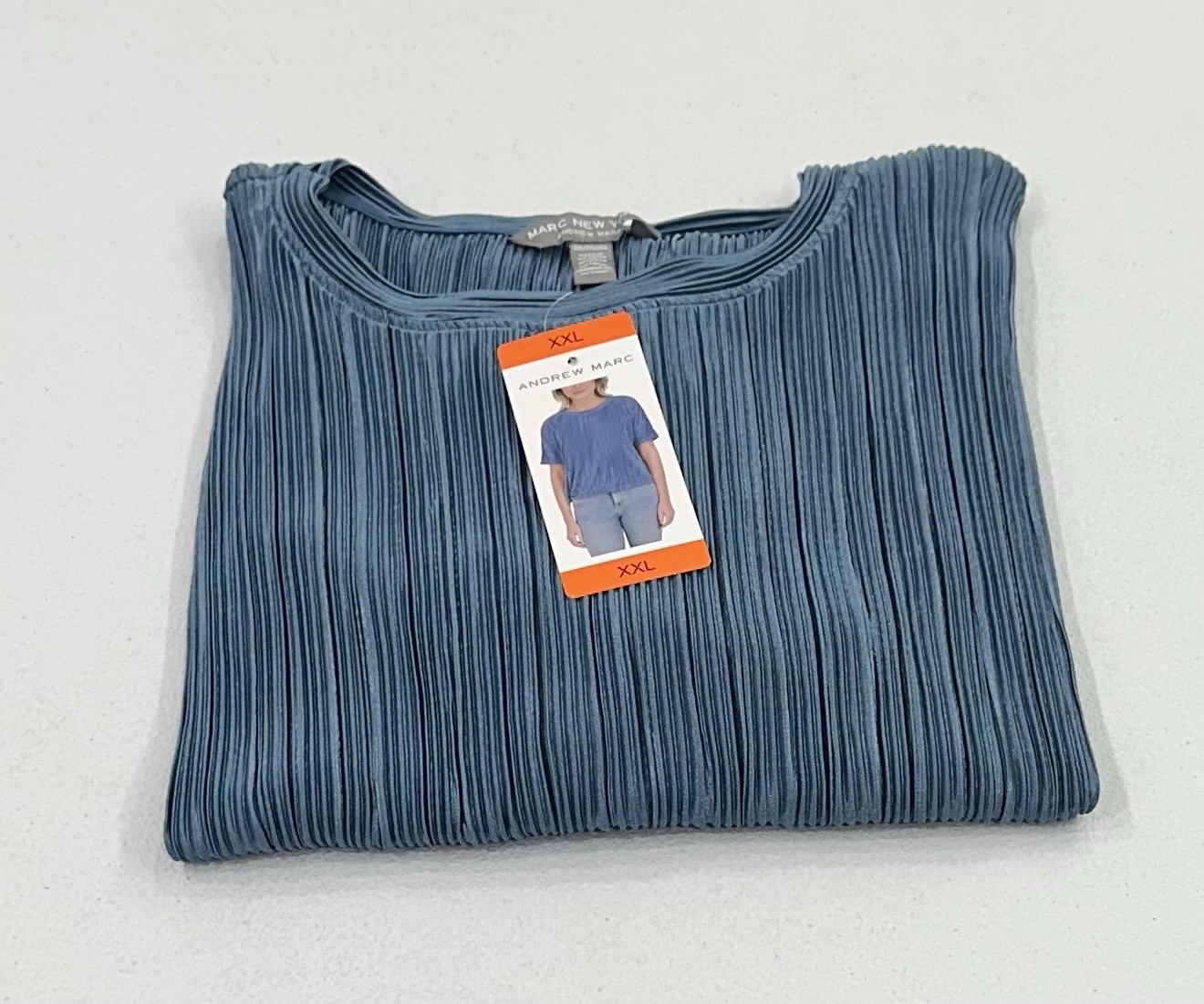 Marc New York Women’s Short Sleeve Blouse, Light Blue, Size XXL