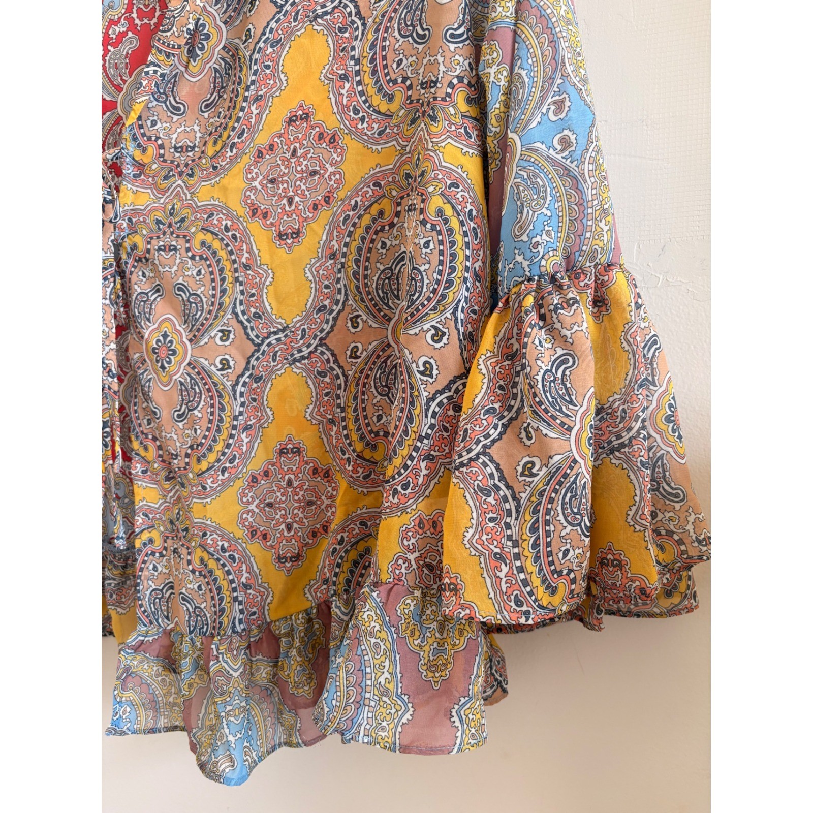 Cato Plus Sportswear Wild Prairie Allure Paisley Blouse 18/20W Boho Bell Sleeve
