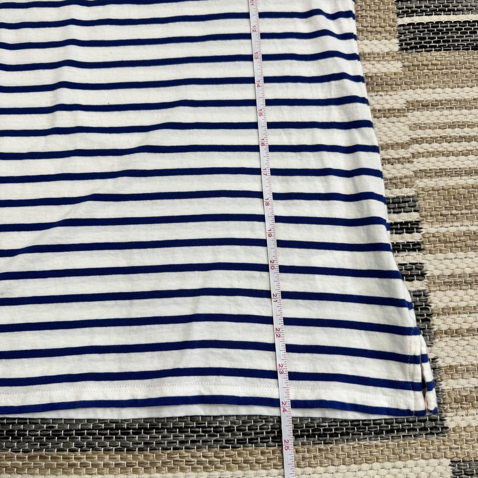 Boden Shirt Women’s 6 Navy Red White Stripe Boat Neck Long Sleeve Cotton Breton