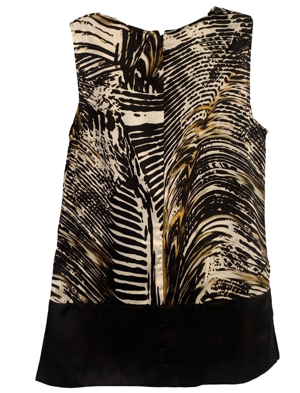 Calvin Klein Sleeveless Tunic Top Keyhole Neckline Black Honey Print NWT Size S