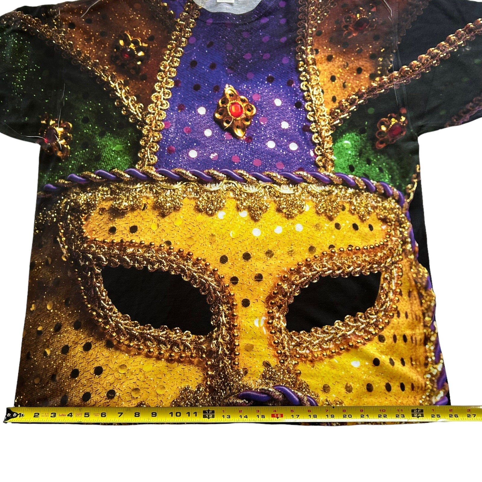 Mardi Gras Mask All Over Womens T Shirt Jerzees Dri-Power Sport 2XL Womans