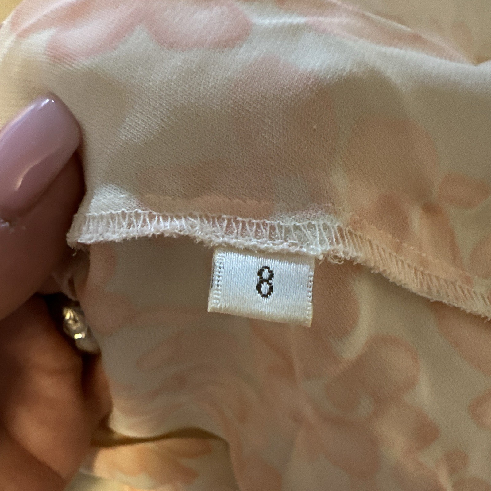 Doncaster Women’s 8 Beige/Pink Floral Silk Chiffon Collared Button Ruffle Sheer